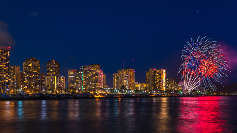 Friday night fireworks over Honolulu