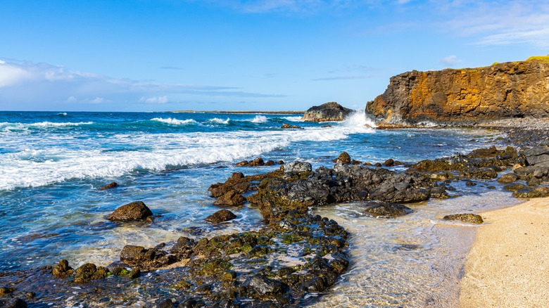 The clear water of Glass Beach, Kauai