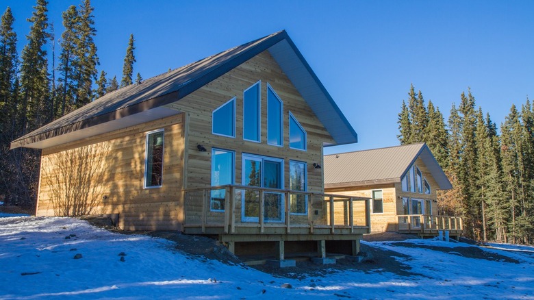 Southern Lakes Resort cabins in the snow