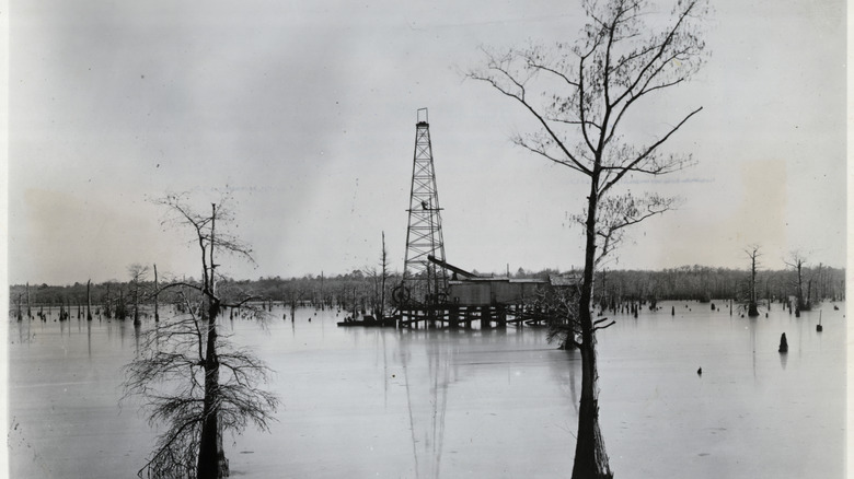 The oil derrick on Caddo Lake in Louisiana