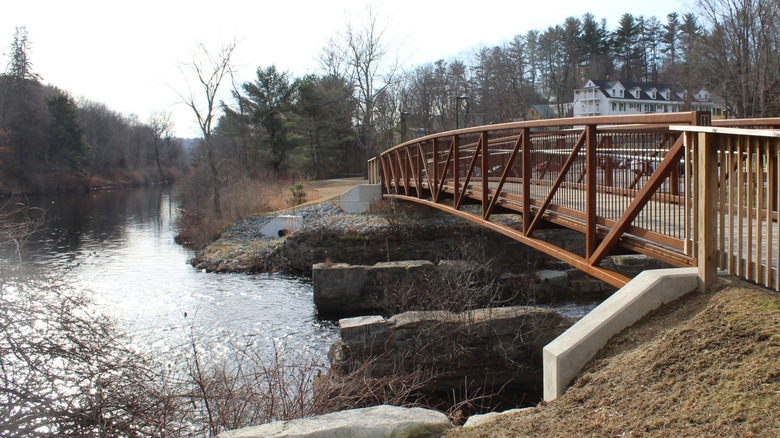 River and bridge in Peterborough, New Hampshire, during the winter