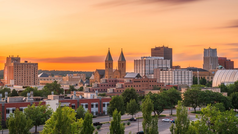 Akron, Ohio landscape at sunset