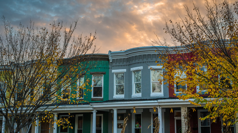 Colorful Remington row houses in Baltimore, Maryland