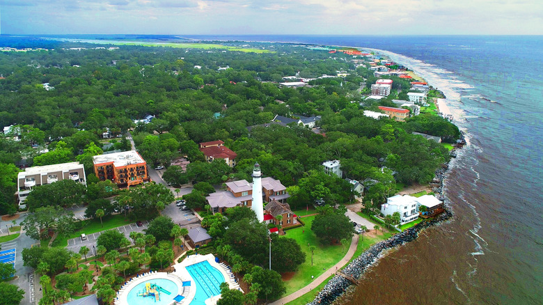 An aerial view of St. Simons Island, Georgia