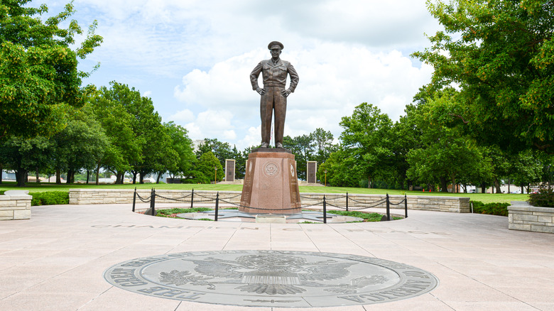 Monument of President Eisenhower in a park in Abilene, Kansas