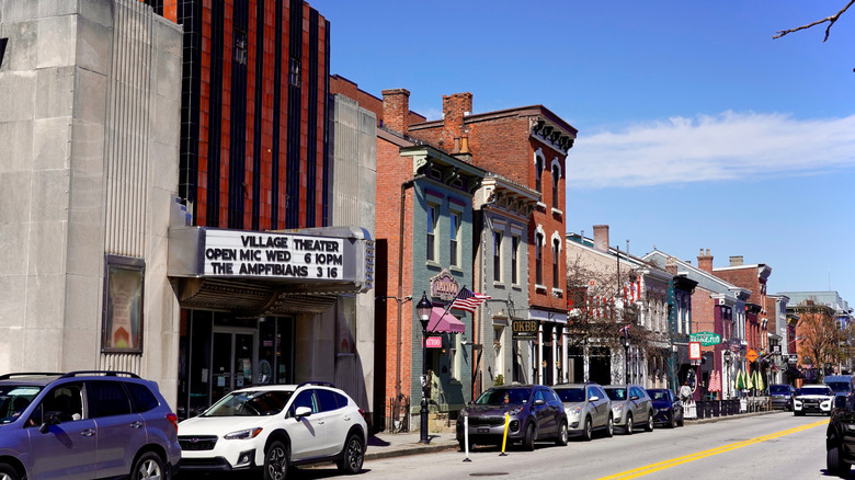 Street view of Mainstrasse Village in Covington on a sunny day