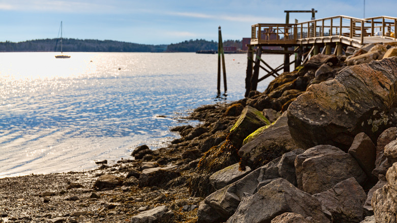 Rocky coastline of Wiscasset, Maine