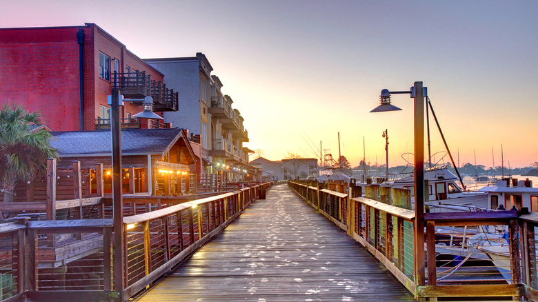 The Georgetown Harborwalk at sunset