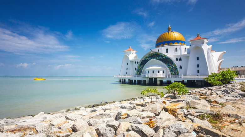 Malacca Straits Mosque, also known as Masjid Selat Melaka