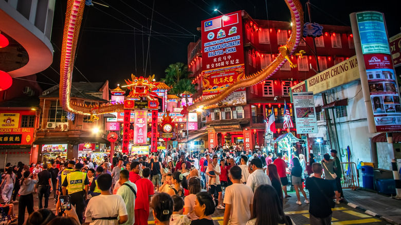 Jonker Street in the Chinatown neighborhood of Melaka during Chinese New Year Night