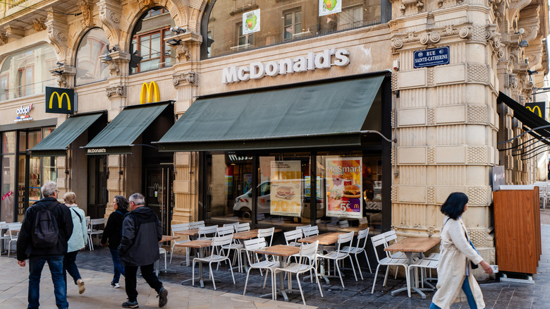 A McDonald's in a busy street in Paris, France