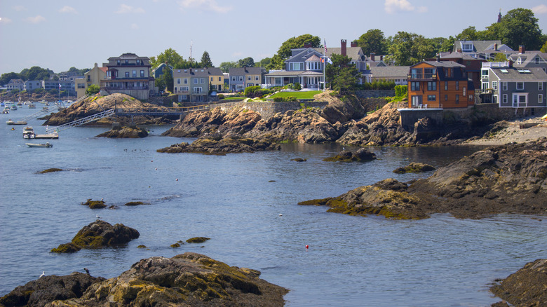 Coastal view of Marblehead Harbor in Marblehead, Massachusetts.