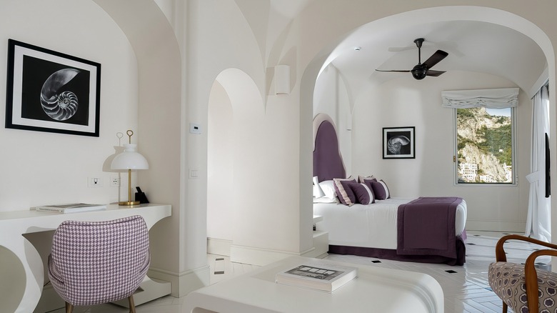 View of the interior of one of the suites at Hotel Miramalfi on the Amalfi Coast in Italy