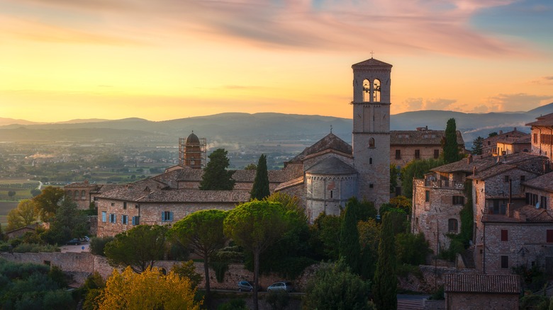 Town of Perugia in Umbria at sunset