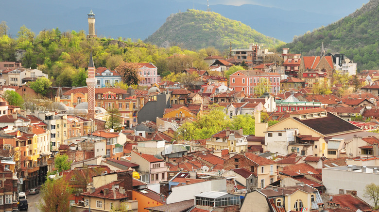 Ariel view of the Bulgarian city of Plovdiv