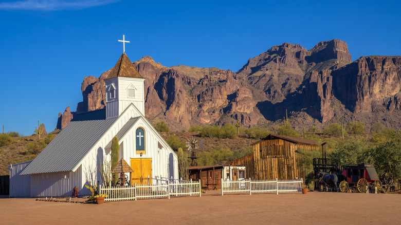 The white Elvis Chapel in Apache Junction, Arizona