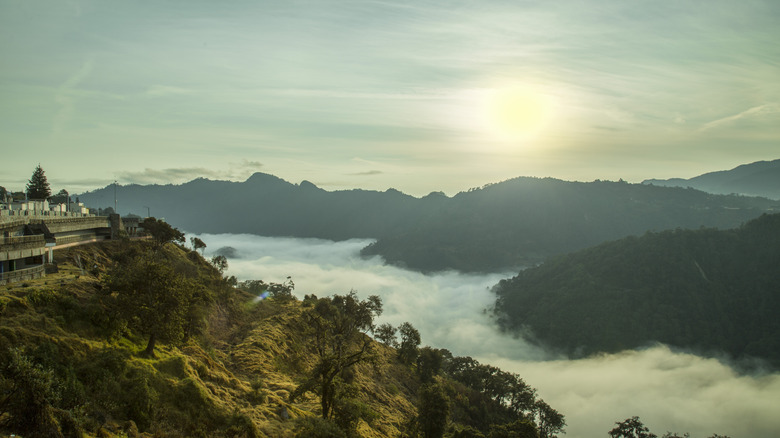 Misty mountain viewpoint near Zacatlán