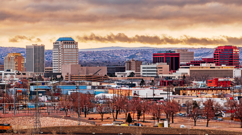 Skyline of Colorado Springs in the evening