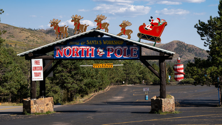 The sign for The North Pole in Cascade, Colorado at the entrace