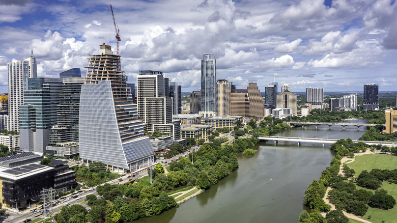 River skyscrapers in downtown Austin, Texas