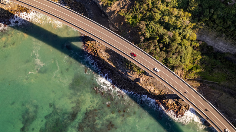 Aerial view of the Sea Cliff Bridge in New South Wales, Australia