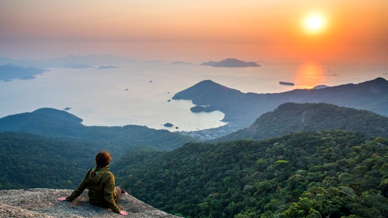 Hiker's view from the top of Pico do Papagaio, Ilha Grande, Bar