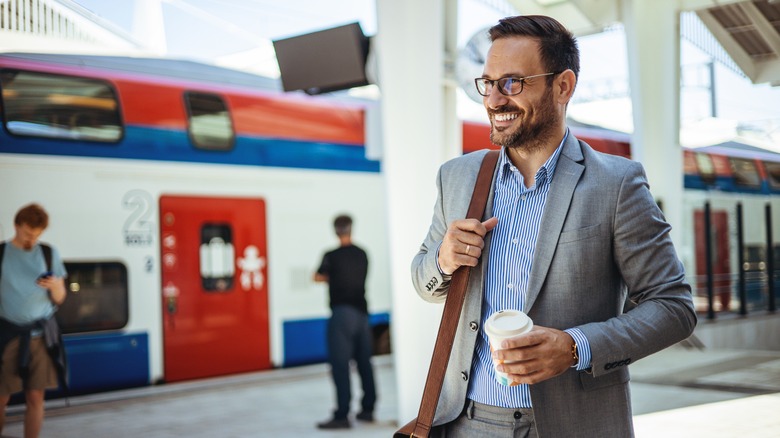 Man taking public transportation