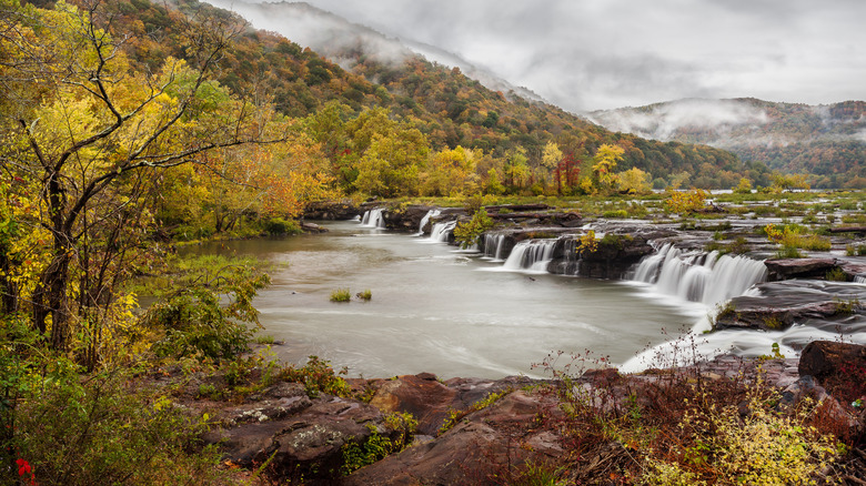 sandstone falls in autumn