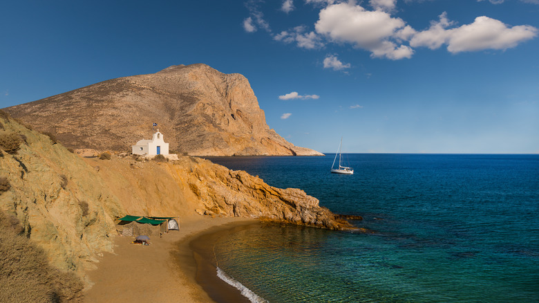 Anafi coastal church view