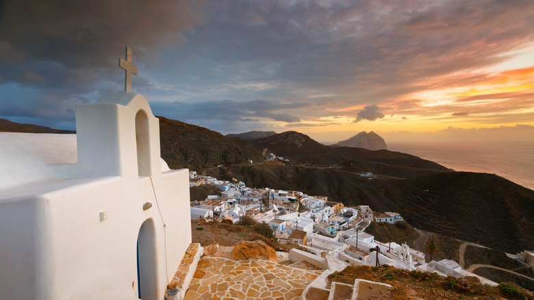 Anafi mountain sunset view