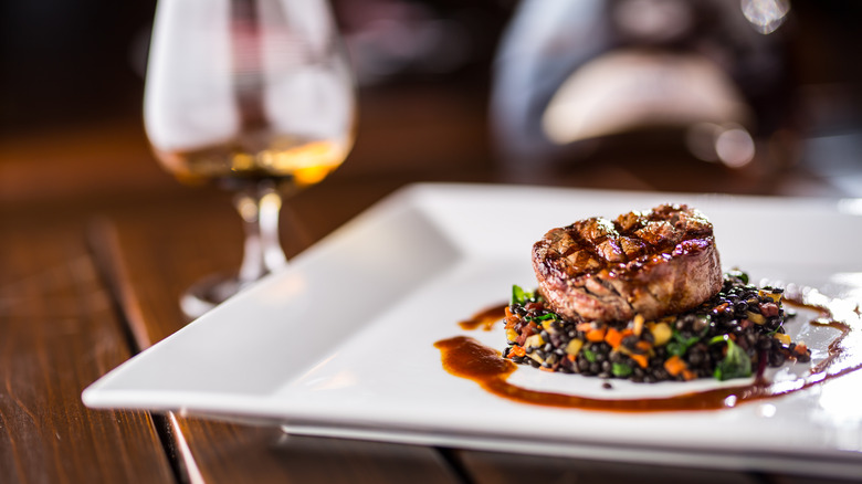 Beef steak served with cognac, popular in Cognac, France