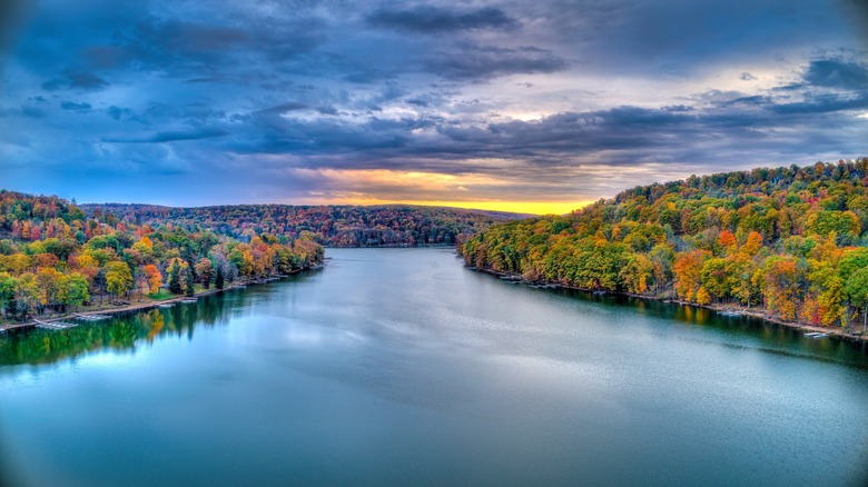 Sunset over a lake