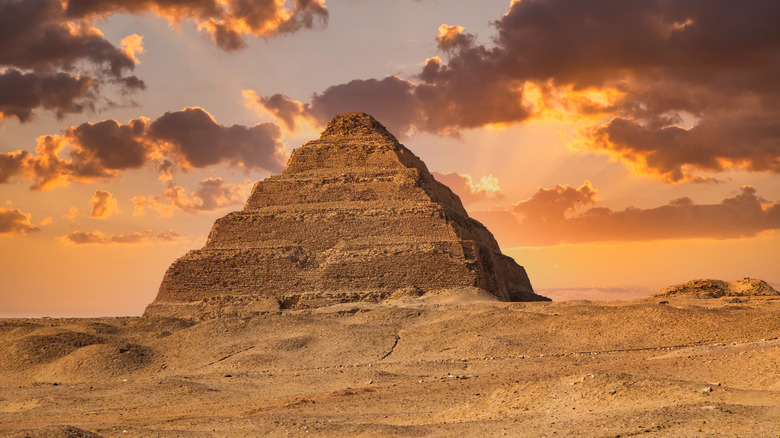 The Step Pyramid of Djoser during sunset in Saqqara, Egypt