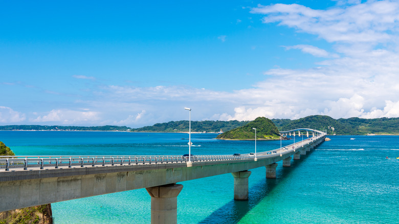 Tsunoshima Ohashi Bridge over ocean