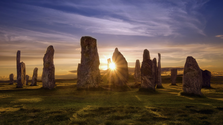 Calanais standing stones at sunset