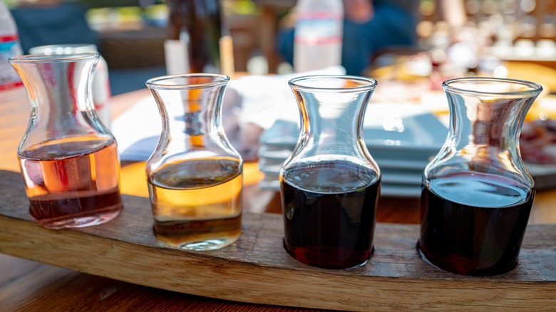 Wine flight at a tasting room in Carmel