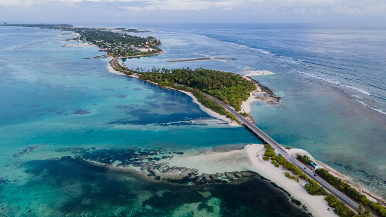 Aerial view of Addu City, Maldives