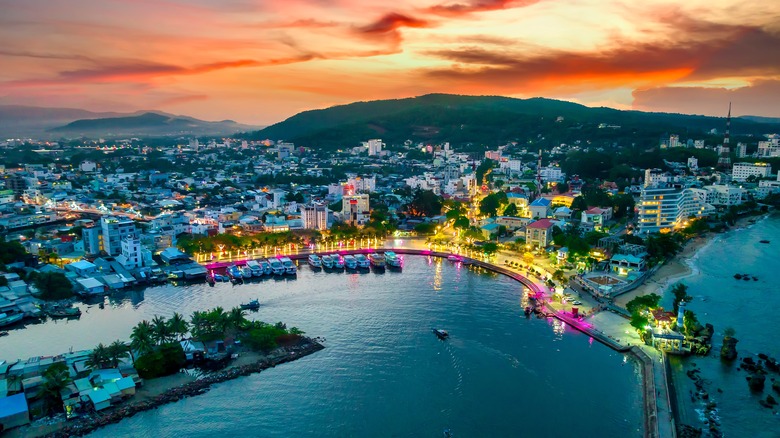 Phu Quoc, Vietnam aerial sunset view