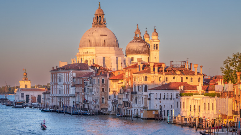 Sunset in Venice along canal