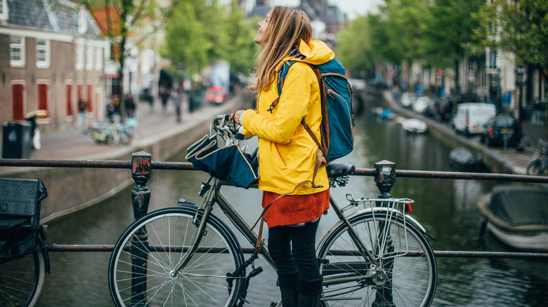 Raincoat woman in Amsterdam