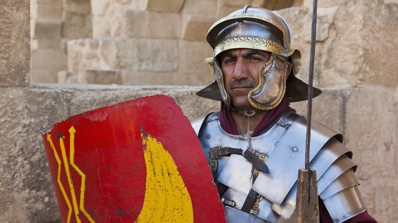 Man in Roman centurion costume