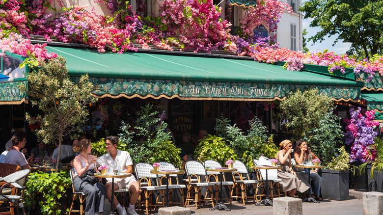 People eating in a restaurant in Paris, France