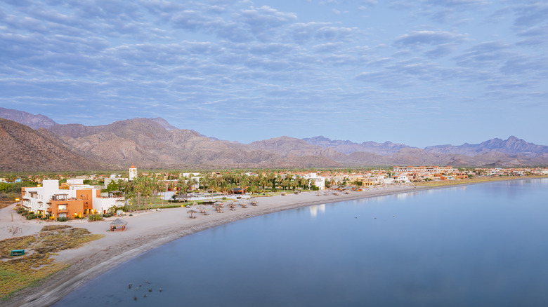 Panorama of Loreto with beach and mountains