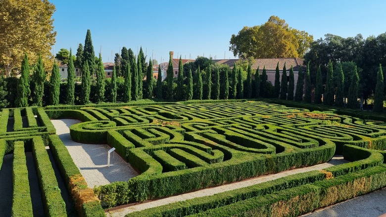 The hedge maze in the Labyrinth Park of Horta in Barcelona, Spain