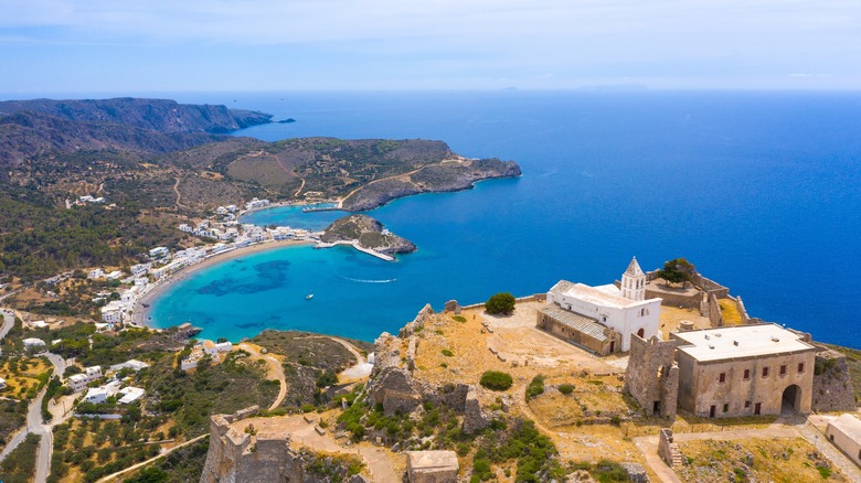 Greek castle overlooking the sea