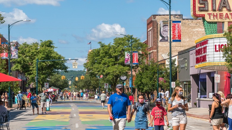 pedestrians walking in Traverse City