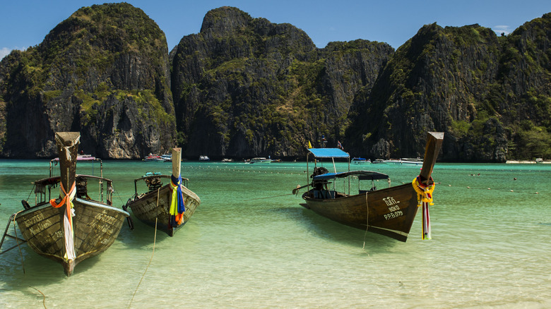 wooden boats on Thailand beach