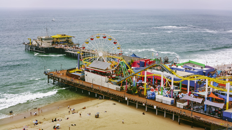 busy colorful Santa Monica Pier