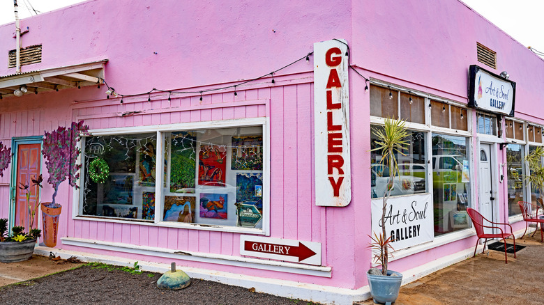 art gallery with pink exterior