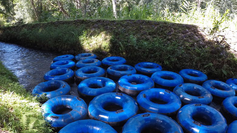 blue tubes on water